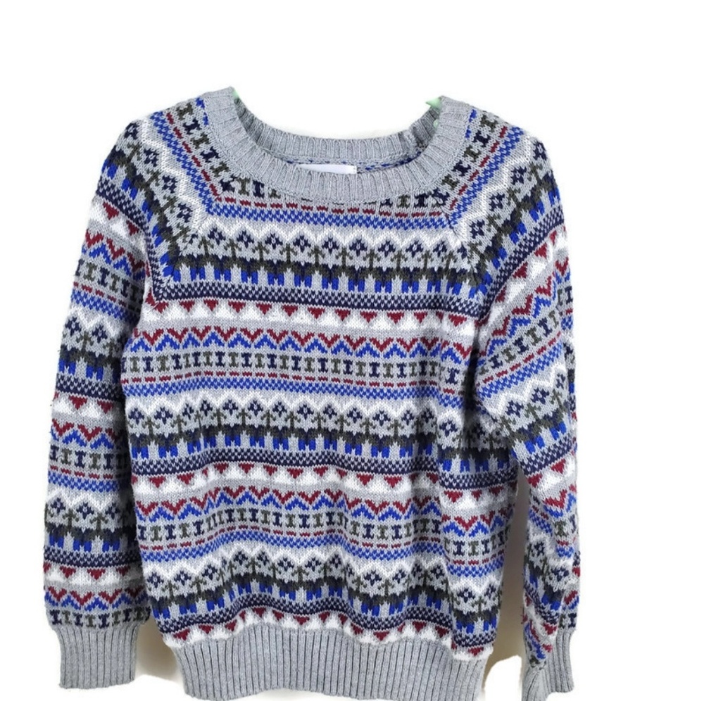 Old Navy Boys Sweater 5T Gray and Blue Long Sleeve